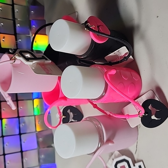 Victoria secret PINK Hand Sanitizer Holder Cozy Purse Charm Key Ring one of each - Picture 2 of 2
